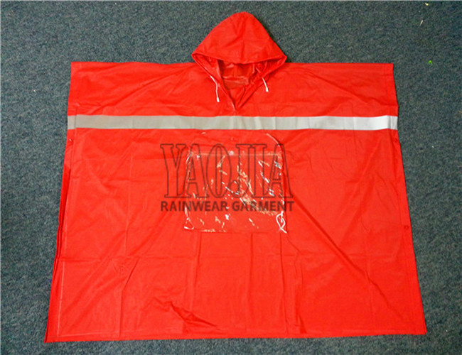 PVC Waterproof Rain Cape with High Reflective Strip