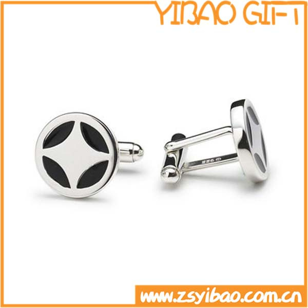 Round Shape Metal Cufflink with Silver Plated (YB-r-021)