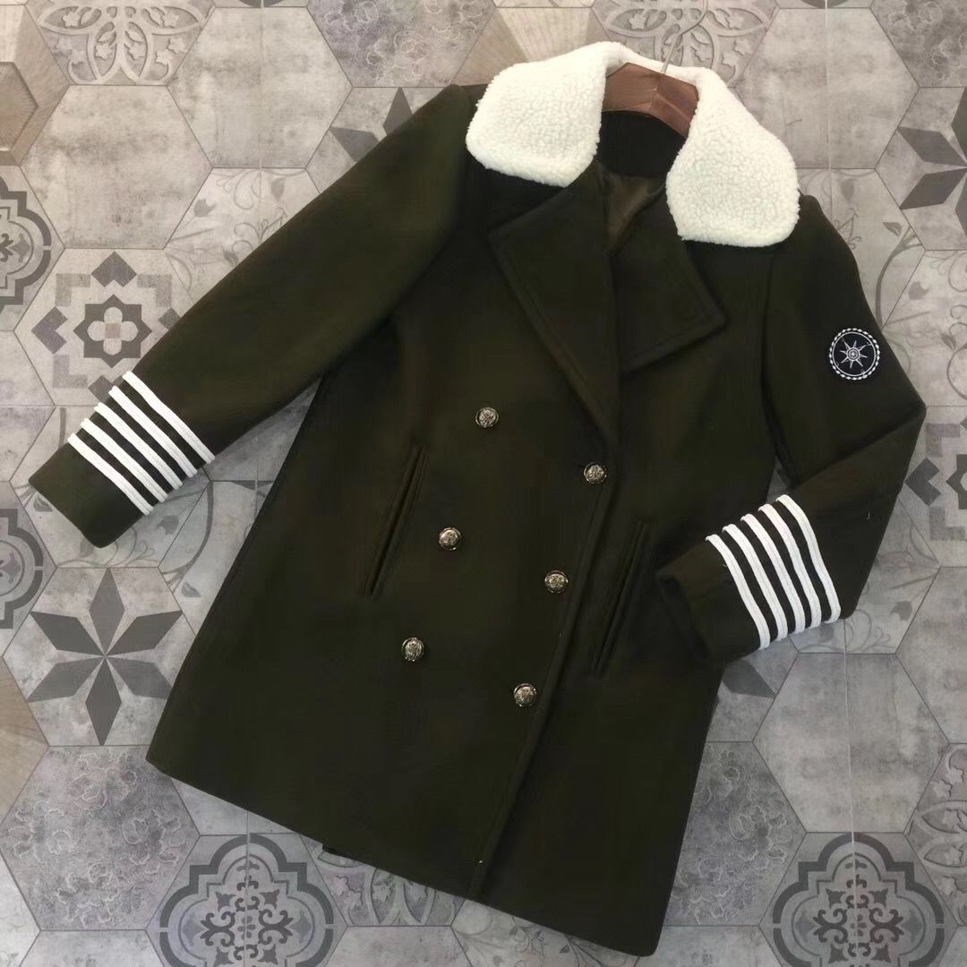 Woolen Fur Collar British Style Long Wool Overcoat Coat