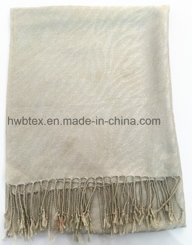 New Zebra Jacquard Viscose/Scarylic Stole / Scarf with Golden Lurex (HWBVS09)