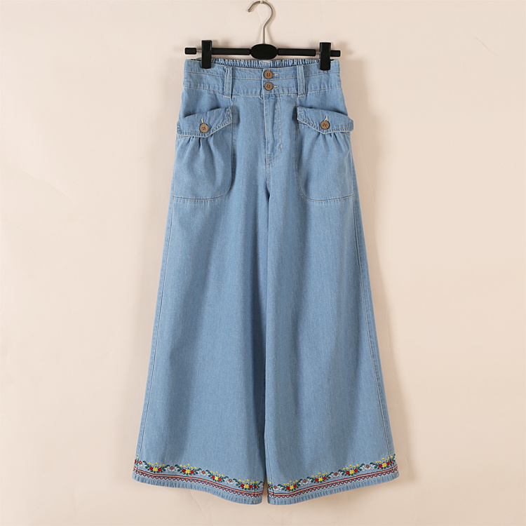 Denim Pant with Embordiery and Pockets (OEM)