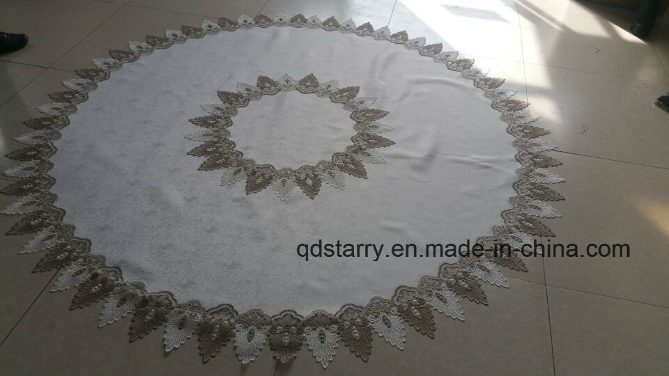 Circular Lace Border Embroidery Table Cloth 2016 New Design