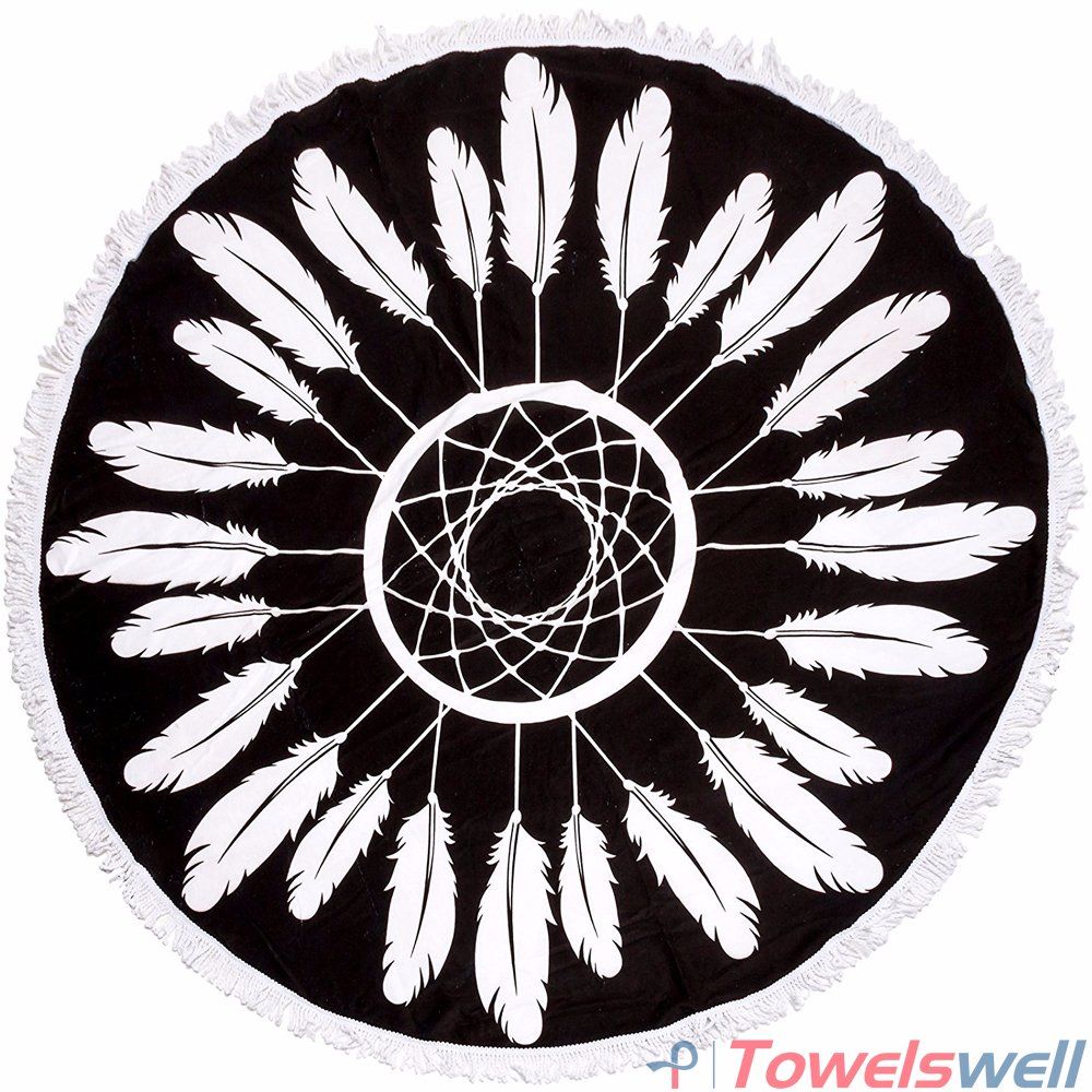 Printed Microfiber Round Beach Towel (Dreamcatcher)