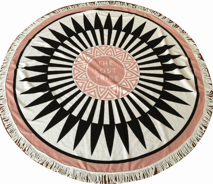 2018 Wholesale Beach Round Towel Cotton Print Fringe Beach Towel