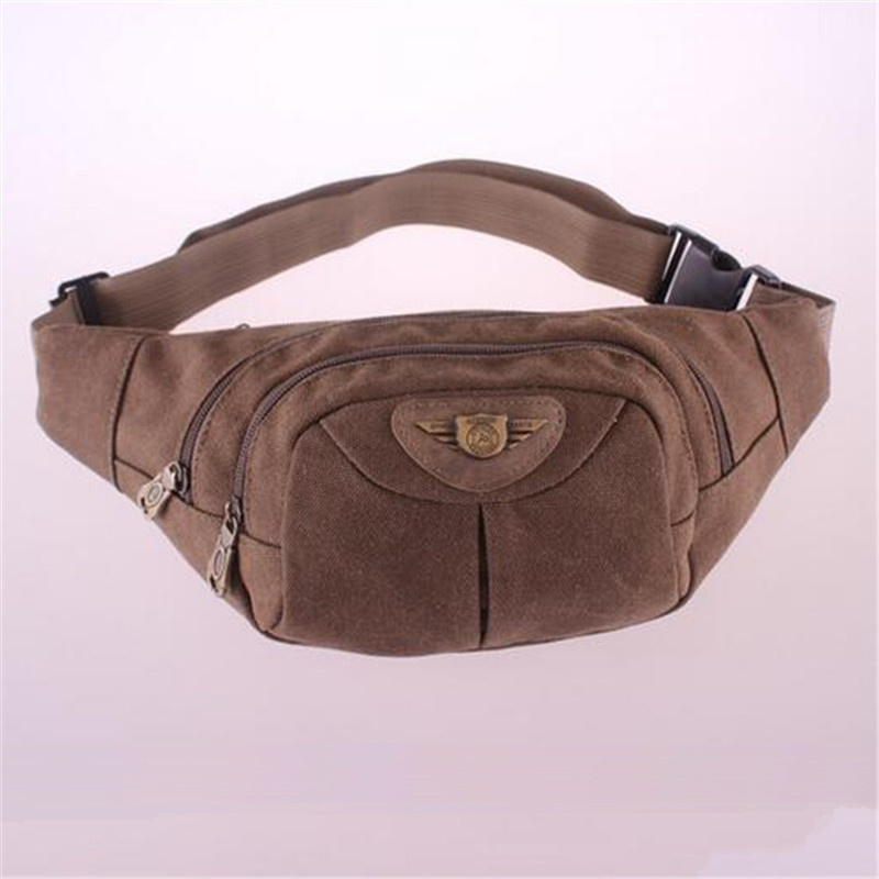 Casual Sports Bag Zipper Pocket Soft Canvas Waist Bag (GB#701)