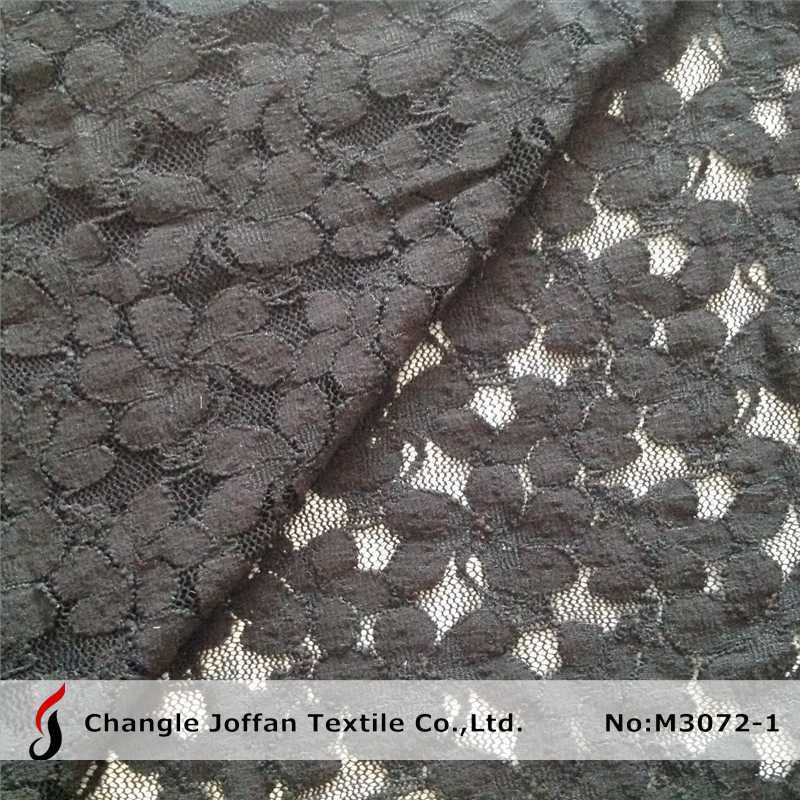 Thick Black Elastic Lace and Fabric (M3072-1)