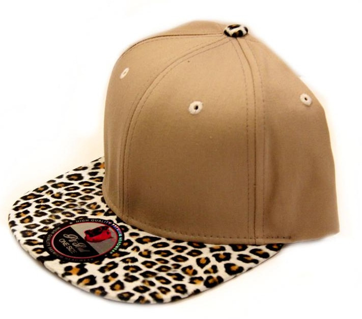 Customized Design Blank Acrylic Snapback Hat with Leopard Leather Brim