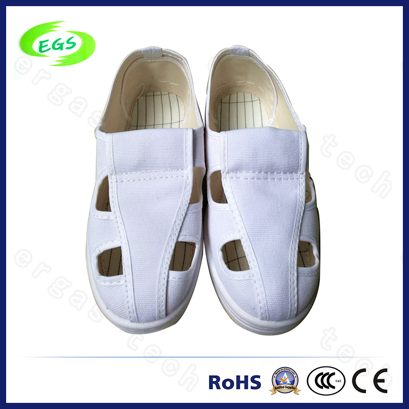 White PVC ESD Cleanroom Working Canvas Shoes (EGS-PVC-601)