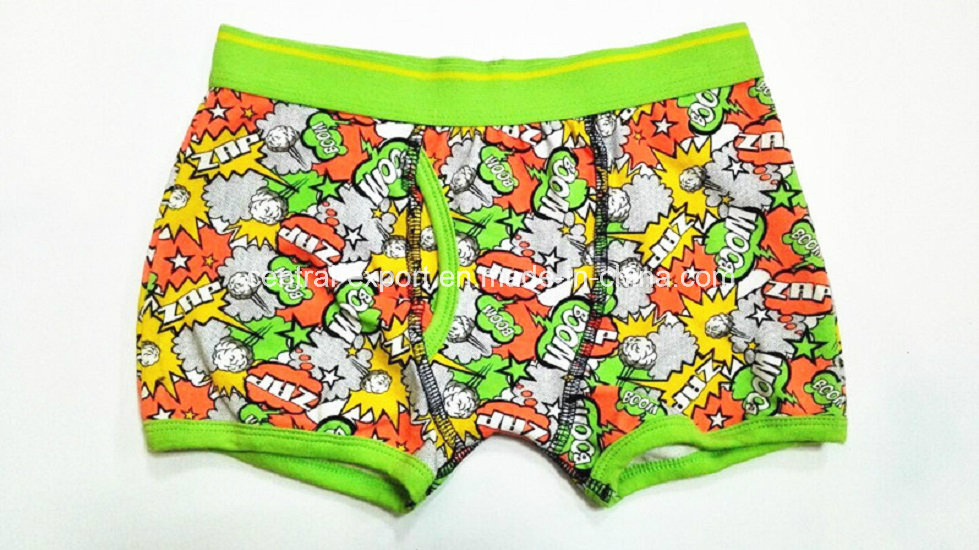 New Print Design Children Underwear Boy Boexr Short Boy Brief with Eco Permit