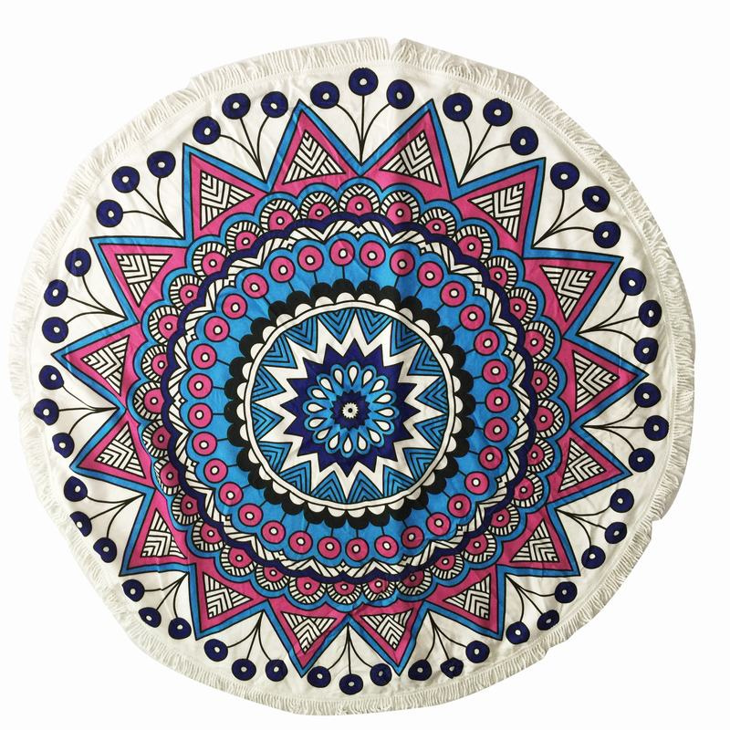 Microfiber Large Round Beach Towel with Tassel