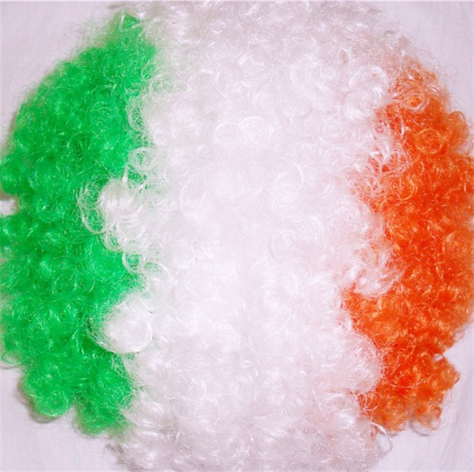 3-Colored Party Disco Afro Clown Hair Football Fan Adult Child Costume Curly