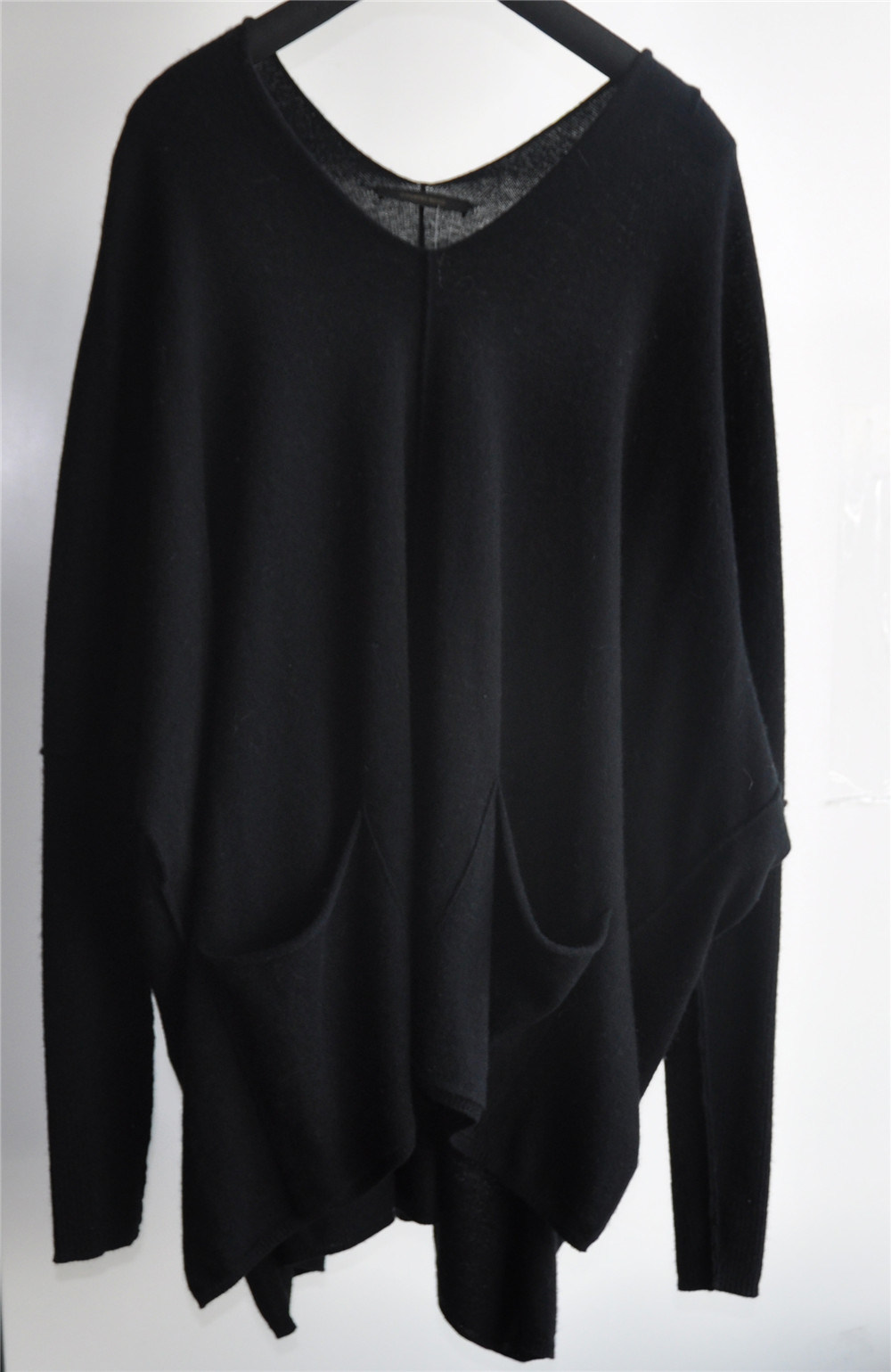 V-Neck Batwing Sleeve Loose Knit Sweater for Ladies