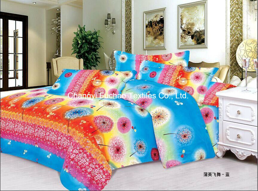Printed Poly/Cotton Fitted Bedspread Patchwork Bedding Set T/C 50/50