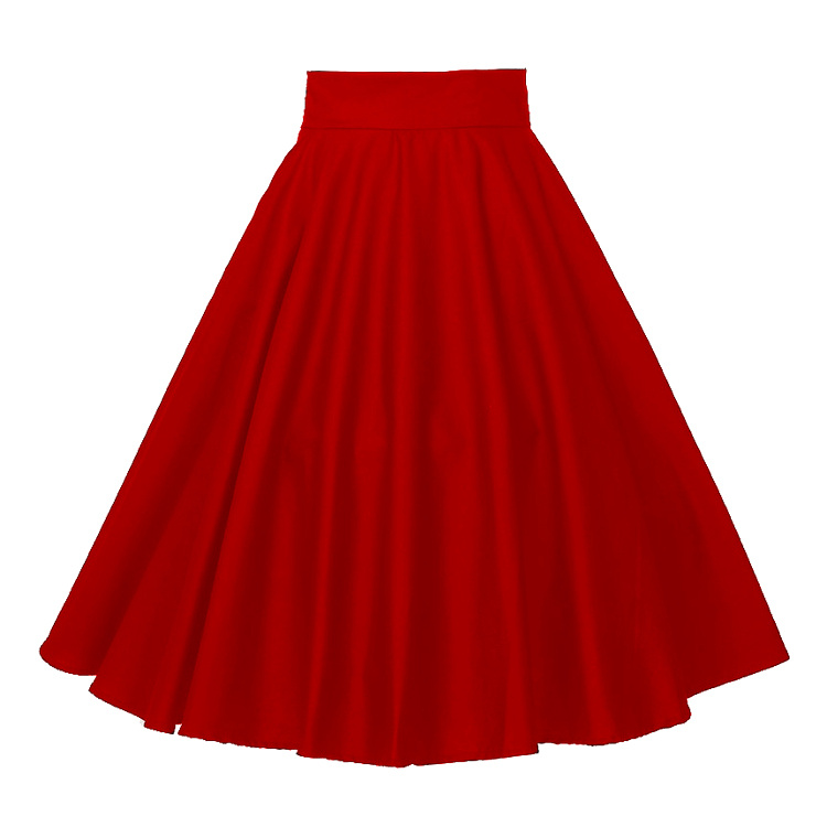 Swing Maxi Size Skirt for Women MIDI Red Skirt with Pocket