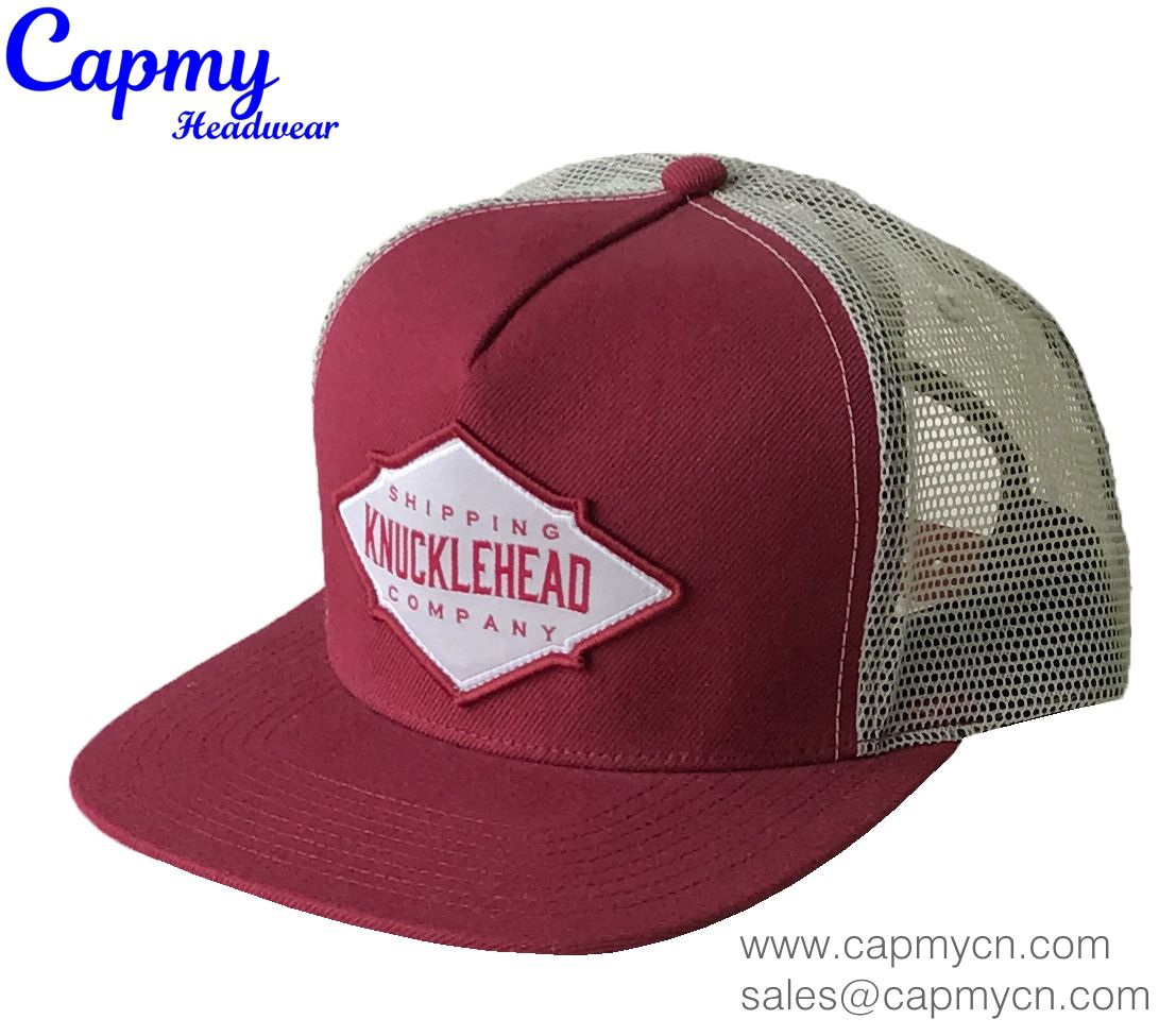 Patch Logo Hat Maroon Colour Trucker Hat