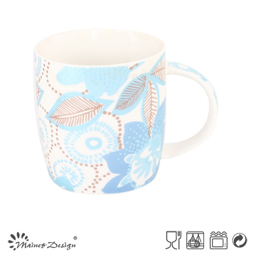 Round Shape Decal Flower Design Mug