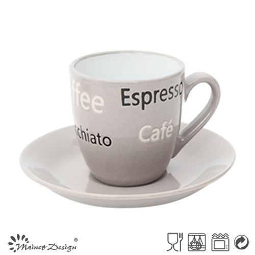Light Grey Color 3oz Espresso Cup & Saucer