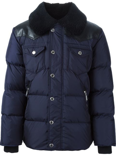 Men Navy Windproof Breathable Padding Winter Jacket