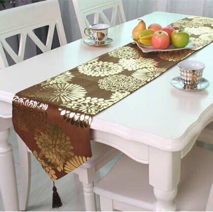 Metallic Print Table Runner Decorative Short Plush Table Flag (JTR-15)