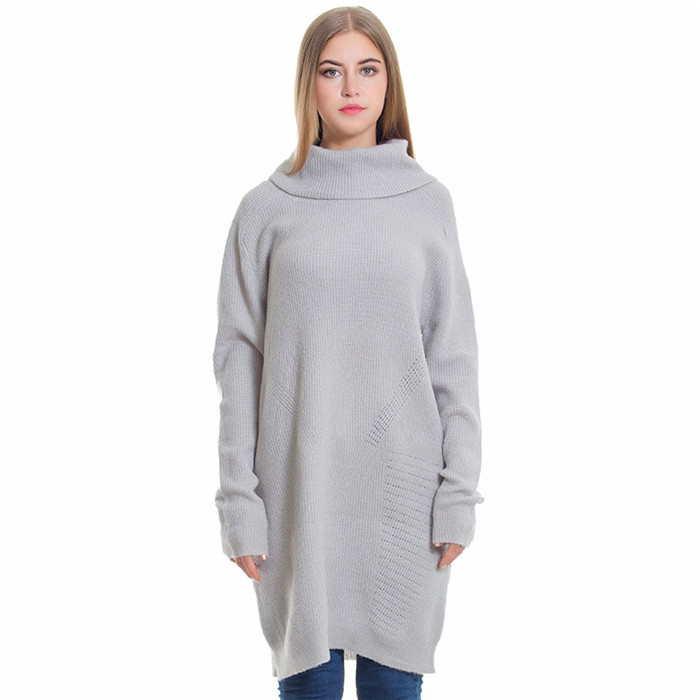 Long Turtleneck Jacquard Sweater Pullover Long Style Big Size