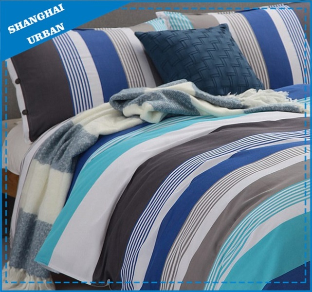 Colorful Stripe Printed Polyester Bed Sheet Set