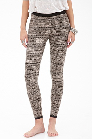 Geo Stripe Leggings with Elasticized Waist