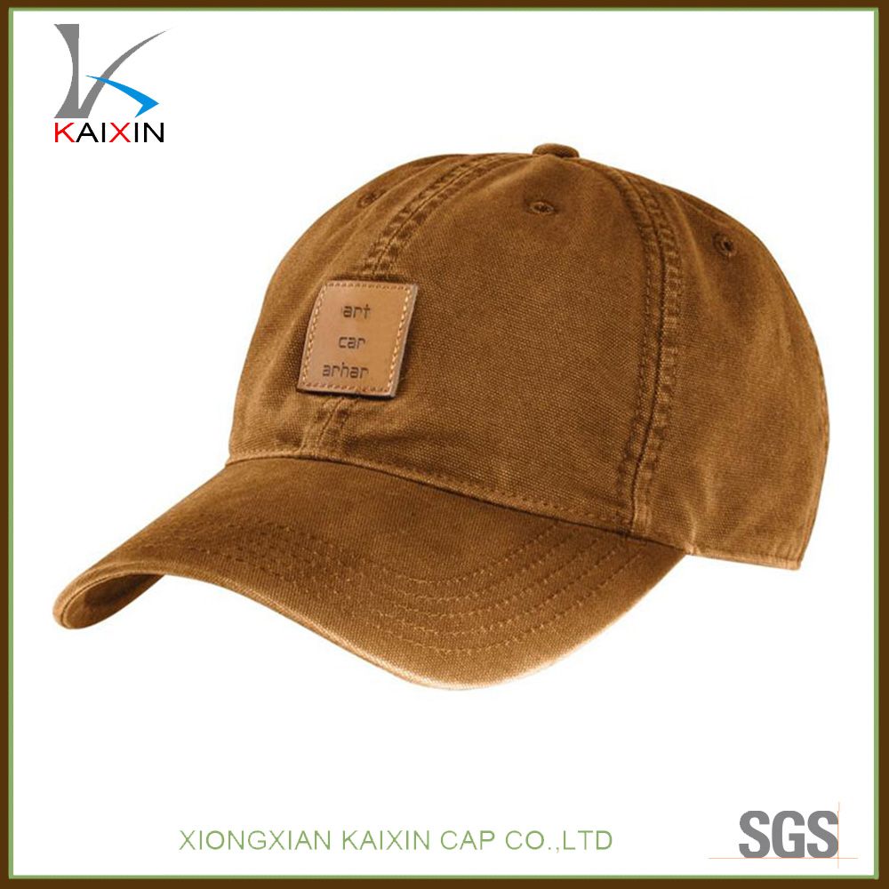 Custom Leather Patch Baseball Cap Canvas Hats and Caps