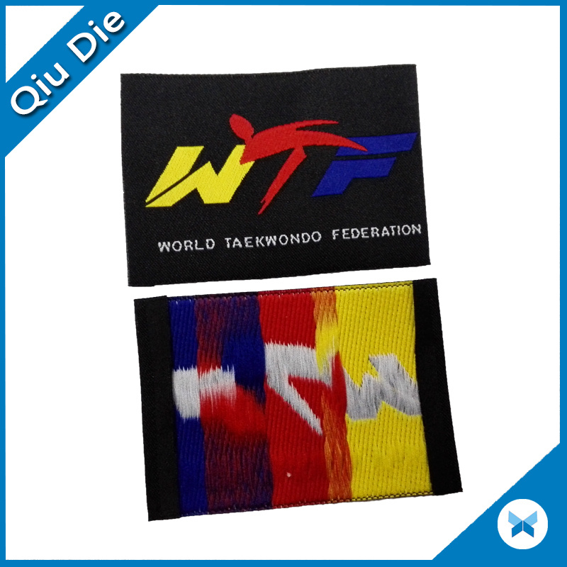 End Fold Multicolor Woven Clothing Labels for Taekwondo Uniform