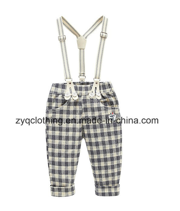 Kid's Strap Pants, Little Boy's Check Strap Pants