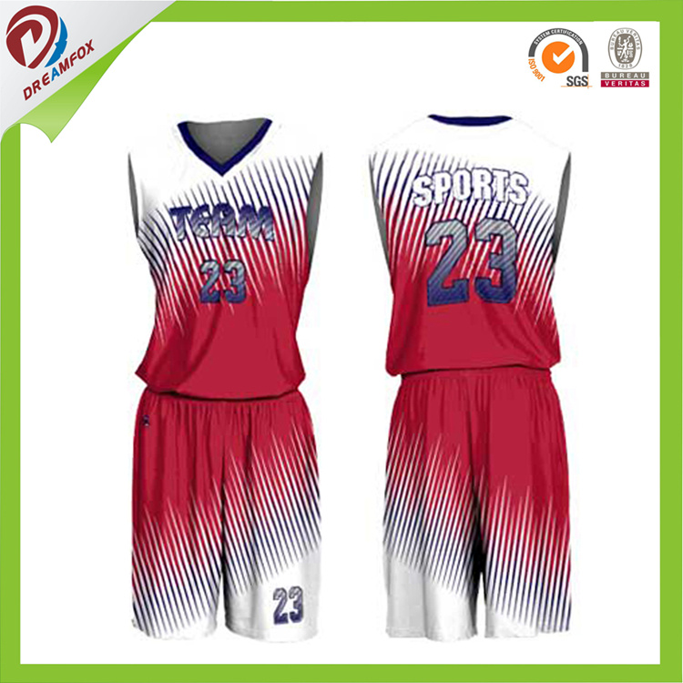 Wholesale OEM 100% Polyester Sublimation Custom Red Basketball Uniform