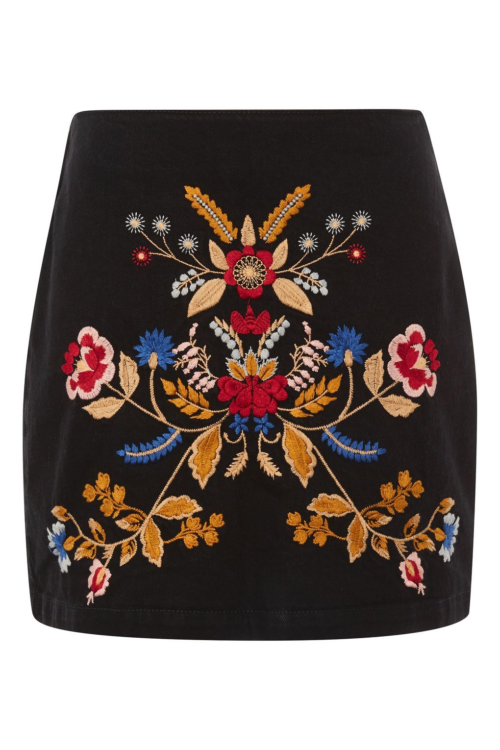 2017 Hot Sale Customized Ladies Denim Embroidered A-Line Skirt Factory