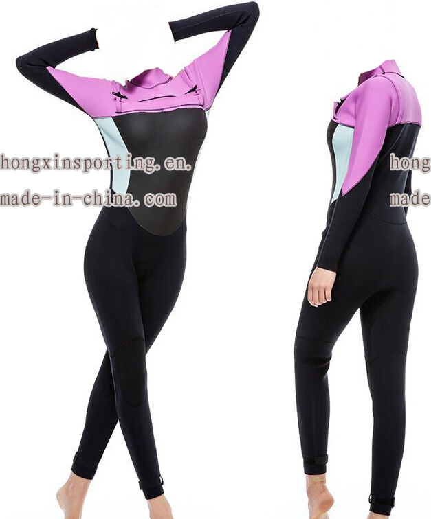 Women's Purple Neoprene Full Body Surfing Wetsuit