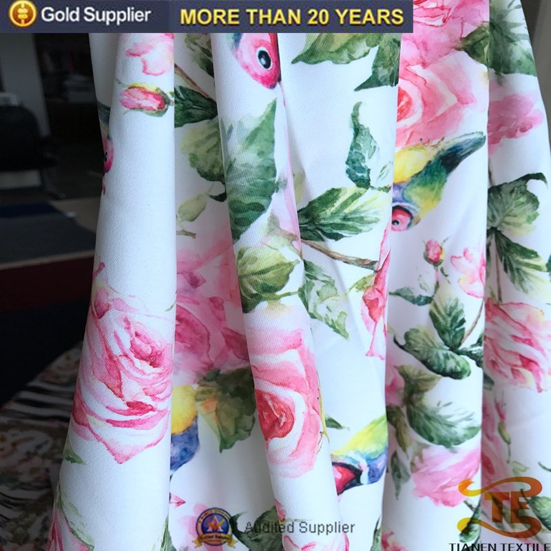 Small MOQ 100% Polyester Flower Digital Print Dress Fabric