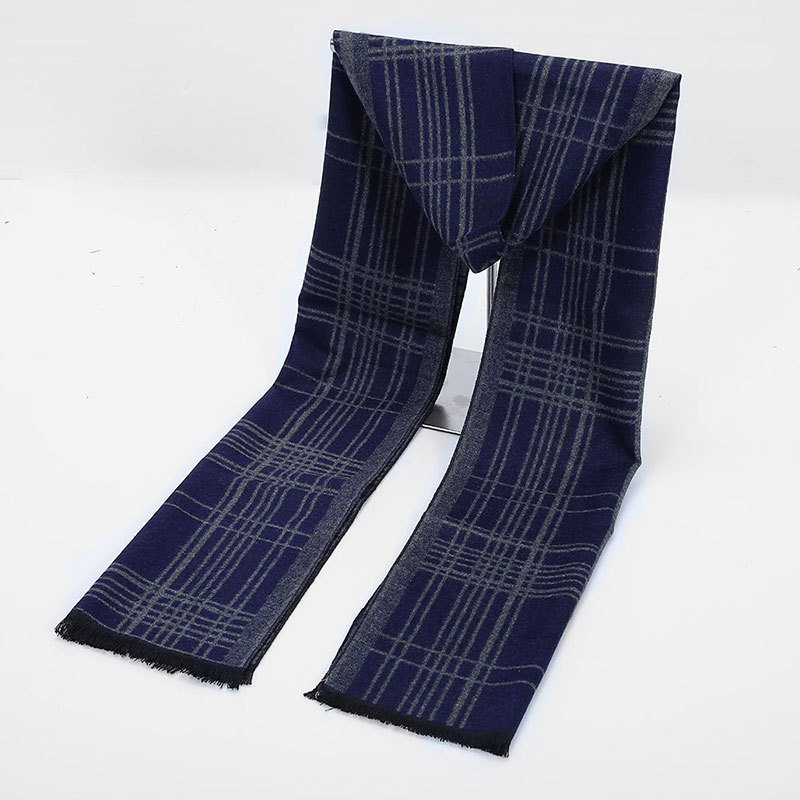 Men's Reversible Cashmere Like Winter Warm Checked Diamond Printing Thick Knitted Woven Scarf (SP803)