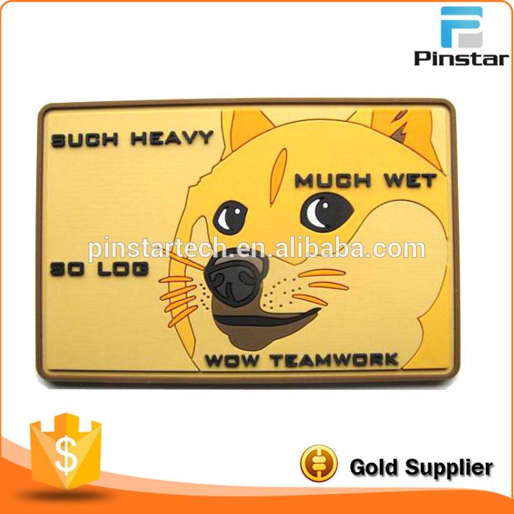 Yellow Dog Rectangle Clothing Sewing PVC Hook & Loop Patch