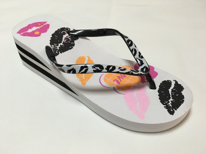 PVC Strap EVA Sole Lady Wedge Slipper