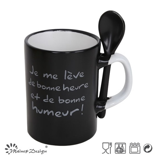Silk Screen Feeling Words on Mug with Spoon