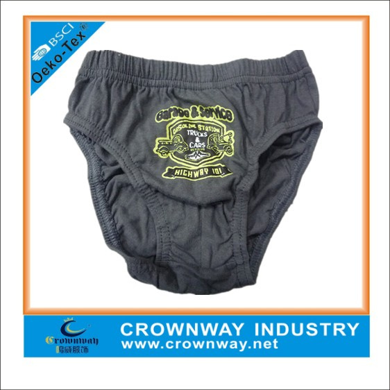 Boys Grey Heat Transfer Printing Hipster/Underwear with Mixed Size