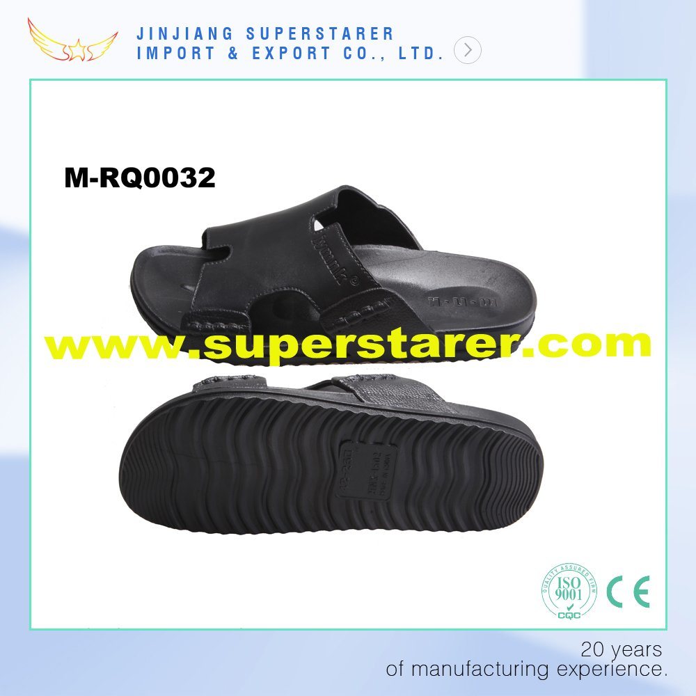 Black Color Durable PVC Men Sandal Slide Slippers