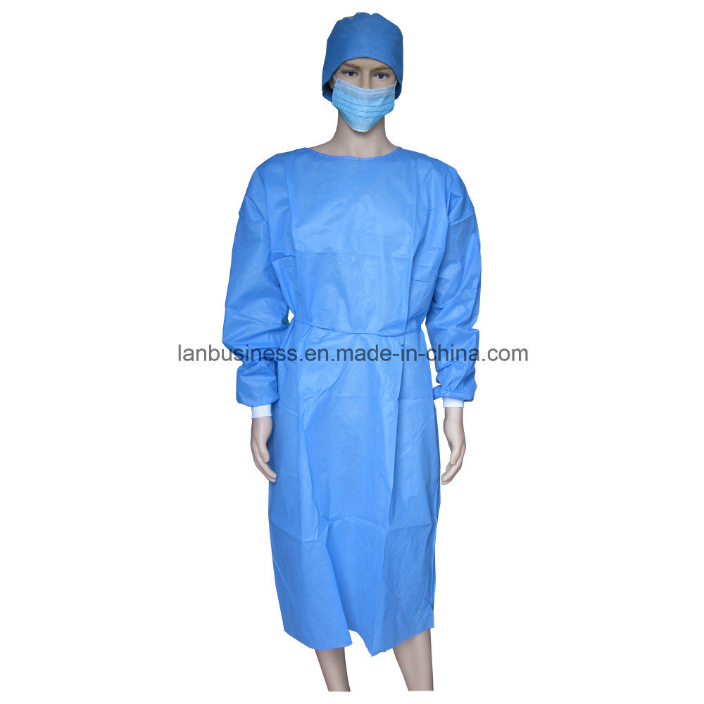 SMS Blue Surgical Gown with Knitted Cuffs