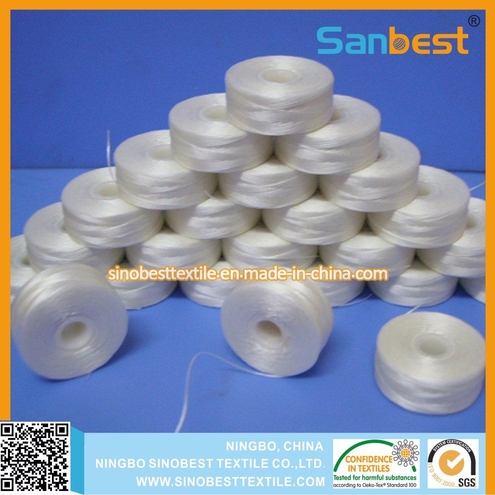 100% White Polyester Pre-Wound Bobbins Thread for Embroidery