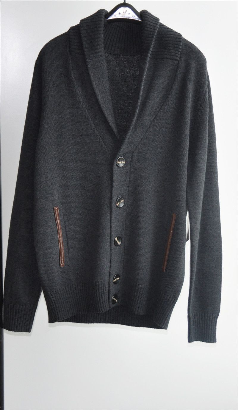 Men Winter Knitted Cardigan Sweater with Button and Pocket