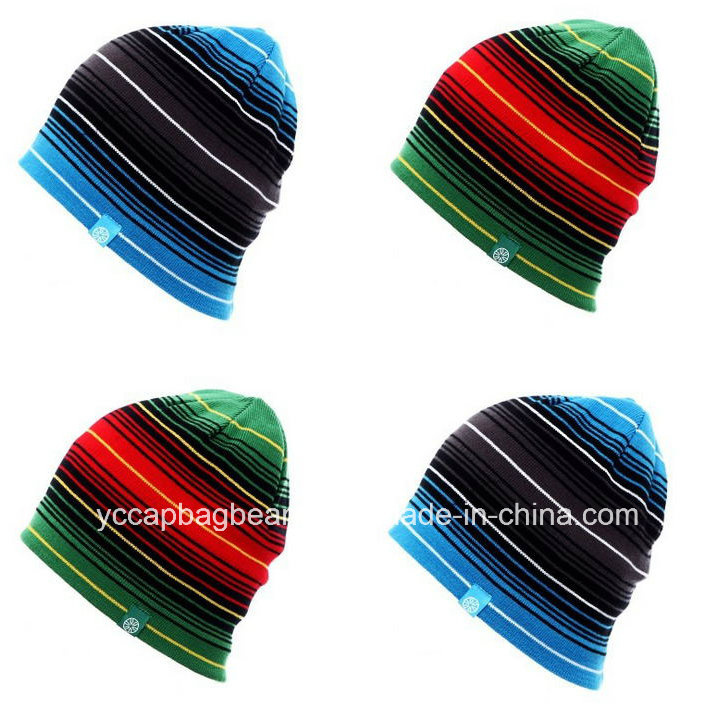 Knitted Winter Ski Reversible Beanie Hat