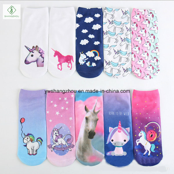 Europe Unicorn Animal Emoji 3D Digital Printed Custom Boat Socks