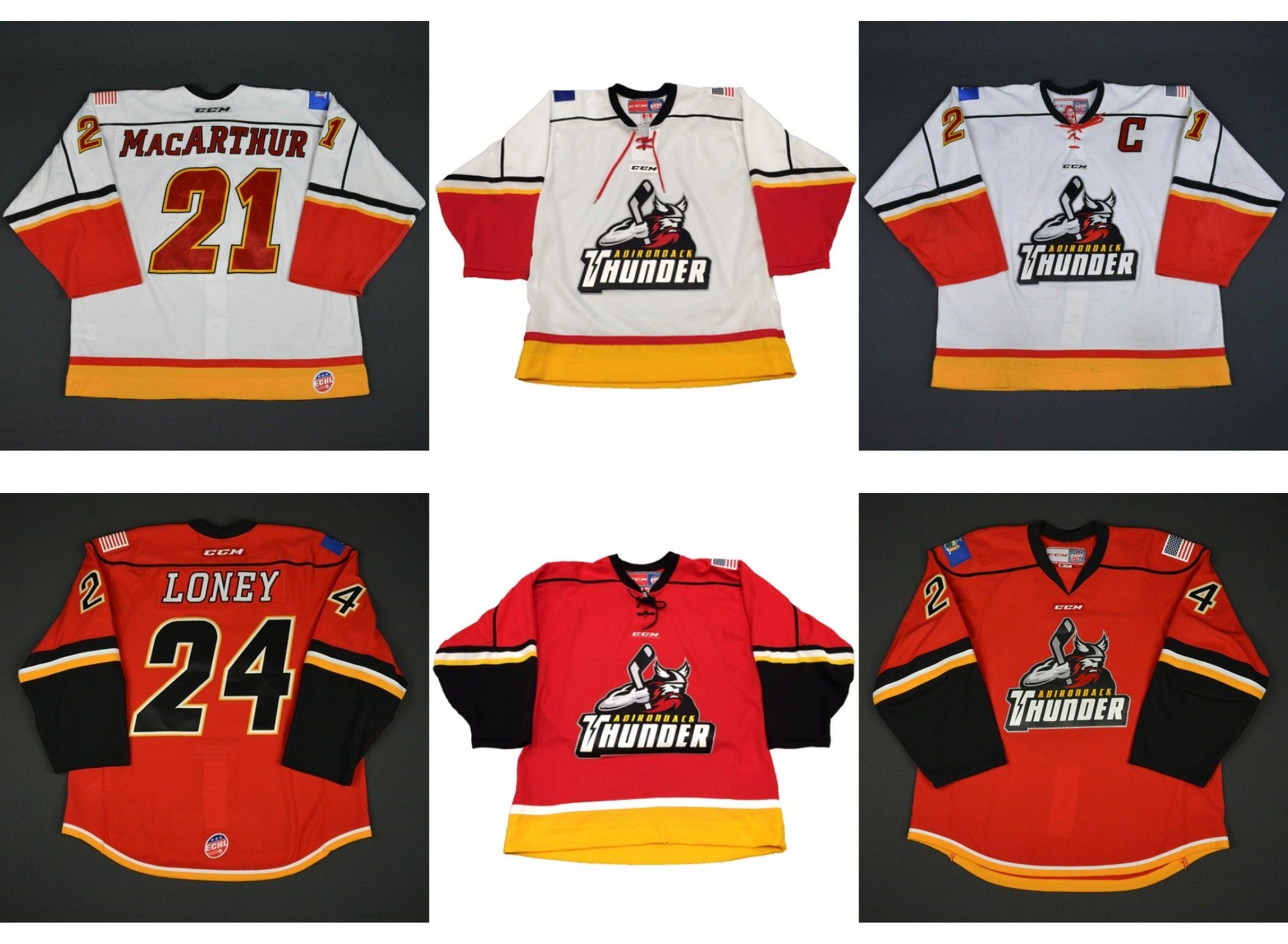Customized Echl Adirondack Thunder Macarthur Ty Loney Hockey Jerseys