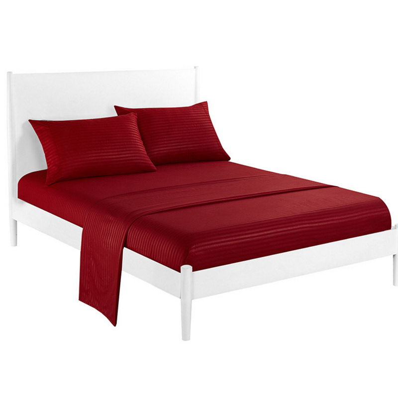 Home Textile Solid Plain Stripe Microfiber Home Bedding Bedsheet Set