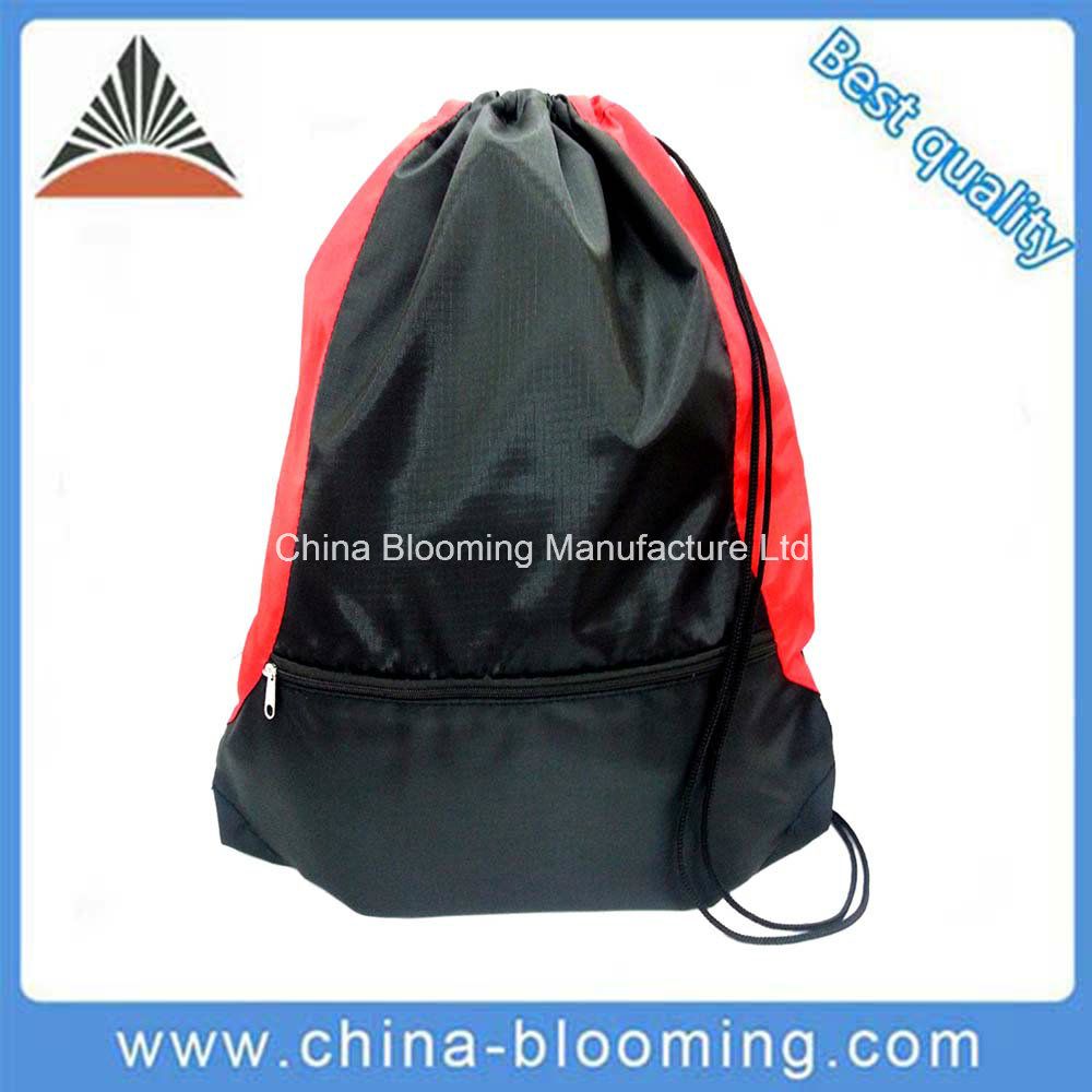 Gym Sack Bag Backpack Drawstring Closure with Zipper Front Pocket