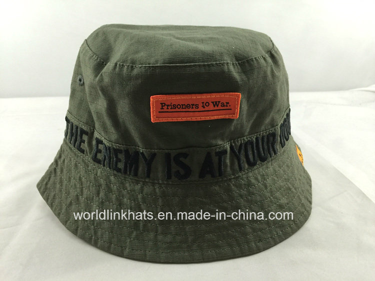 Custom Cotton/Polyester Reversible Bucket Hat with Embroidery Middle Band