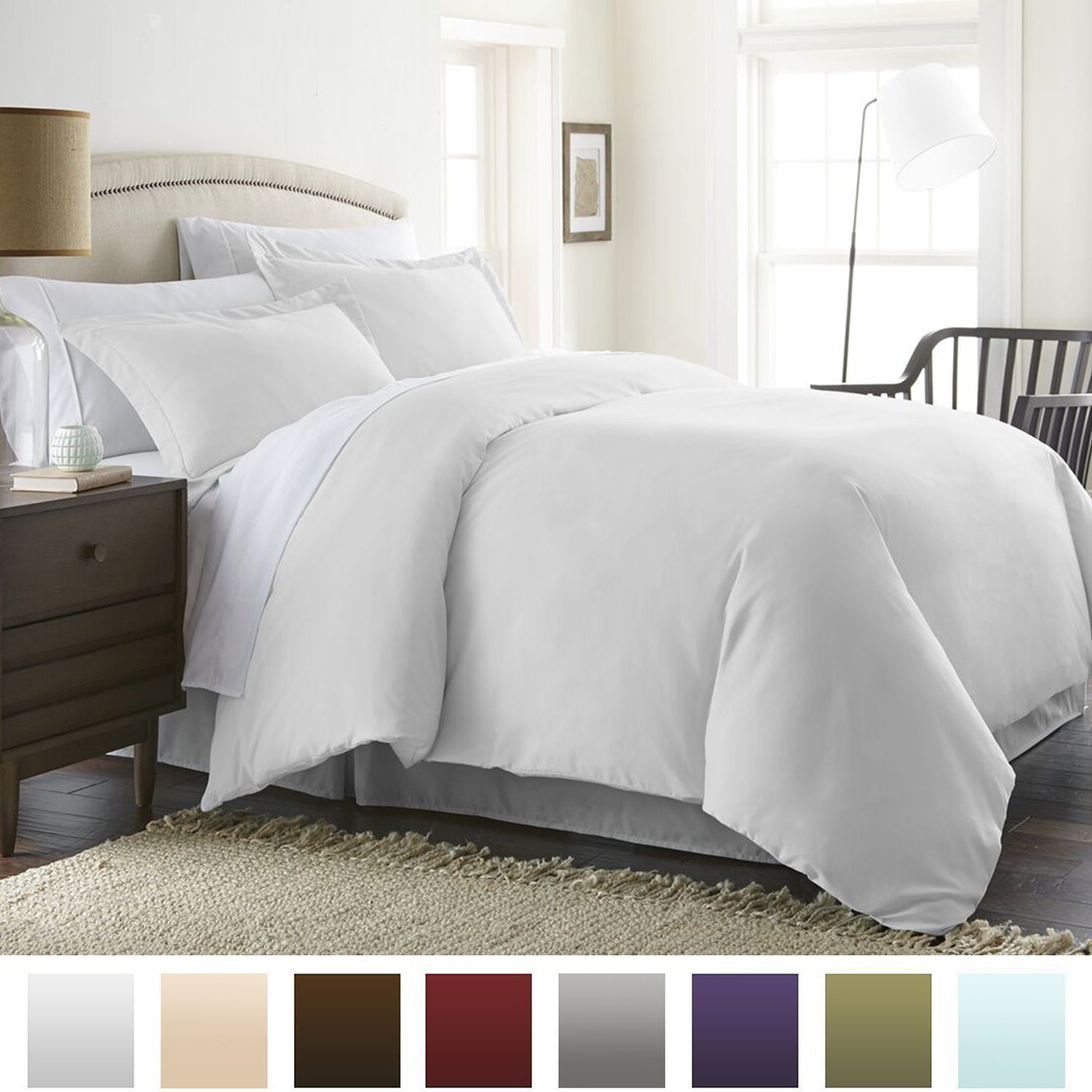 Ultra-Soft Luxury Lyocell Plain White Duvet Cover Set/Bedding Set