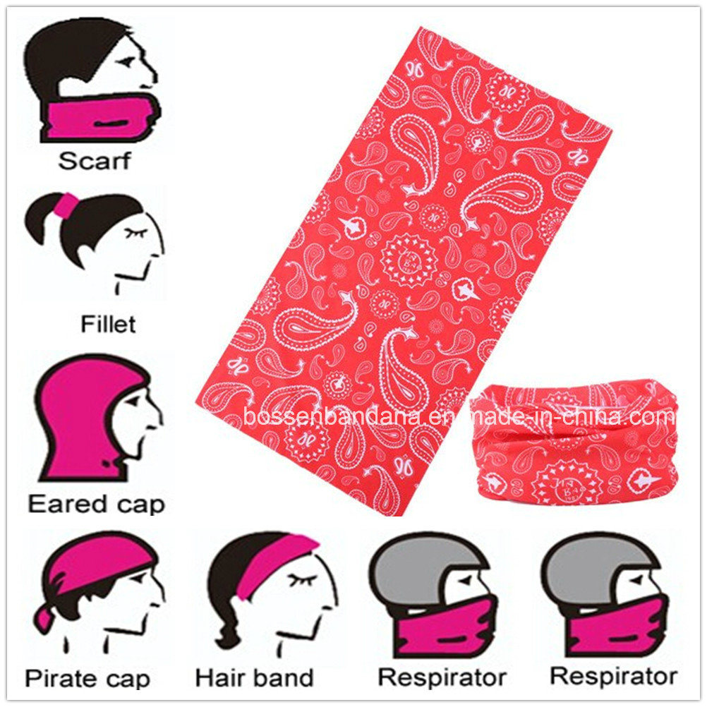 Customized Promotional Polyester Red Paisley Neck Tube Scarf